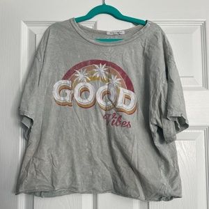 Caution to the wind, good vibes cropped t-shirt: Size large